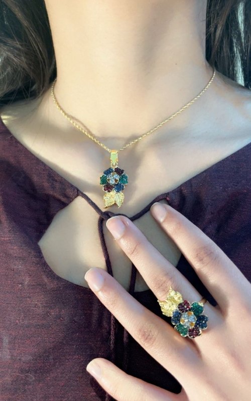 03 Colors | Locket set in Diamond Cut & Zircons | 22K Gold Plated (05 years. Warranty) | GJM-26-10