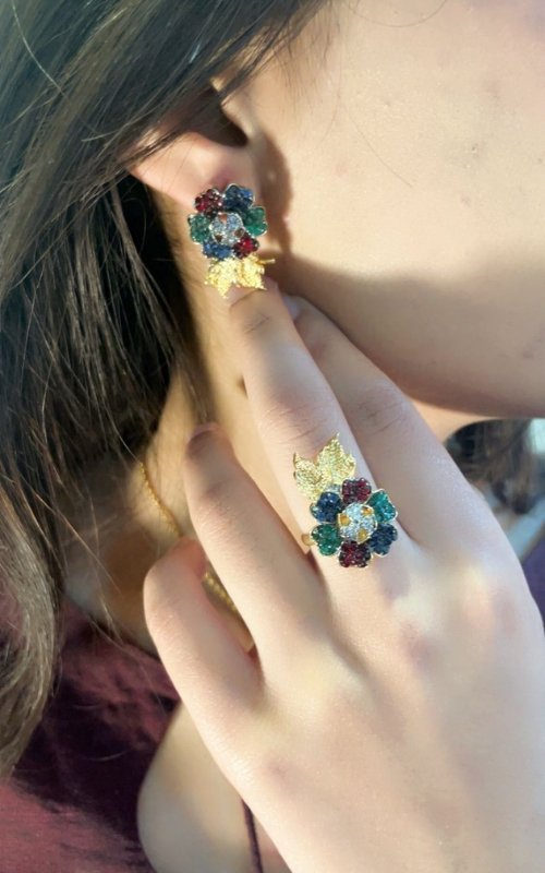 03 Colors | Locket set in Diamond Cut & Zircons | 22K Gold Plated (05 years. Warranty) | GJM-26-10