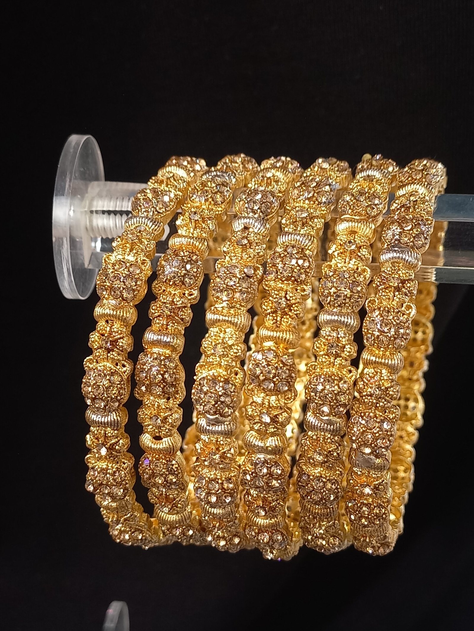 Gold look 6 pcs Indian Bangles with Zircon (KNG-PL-26-23)