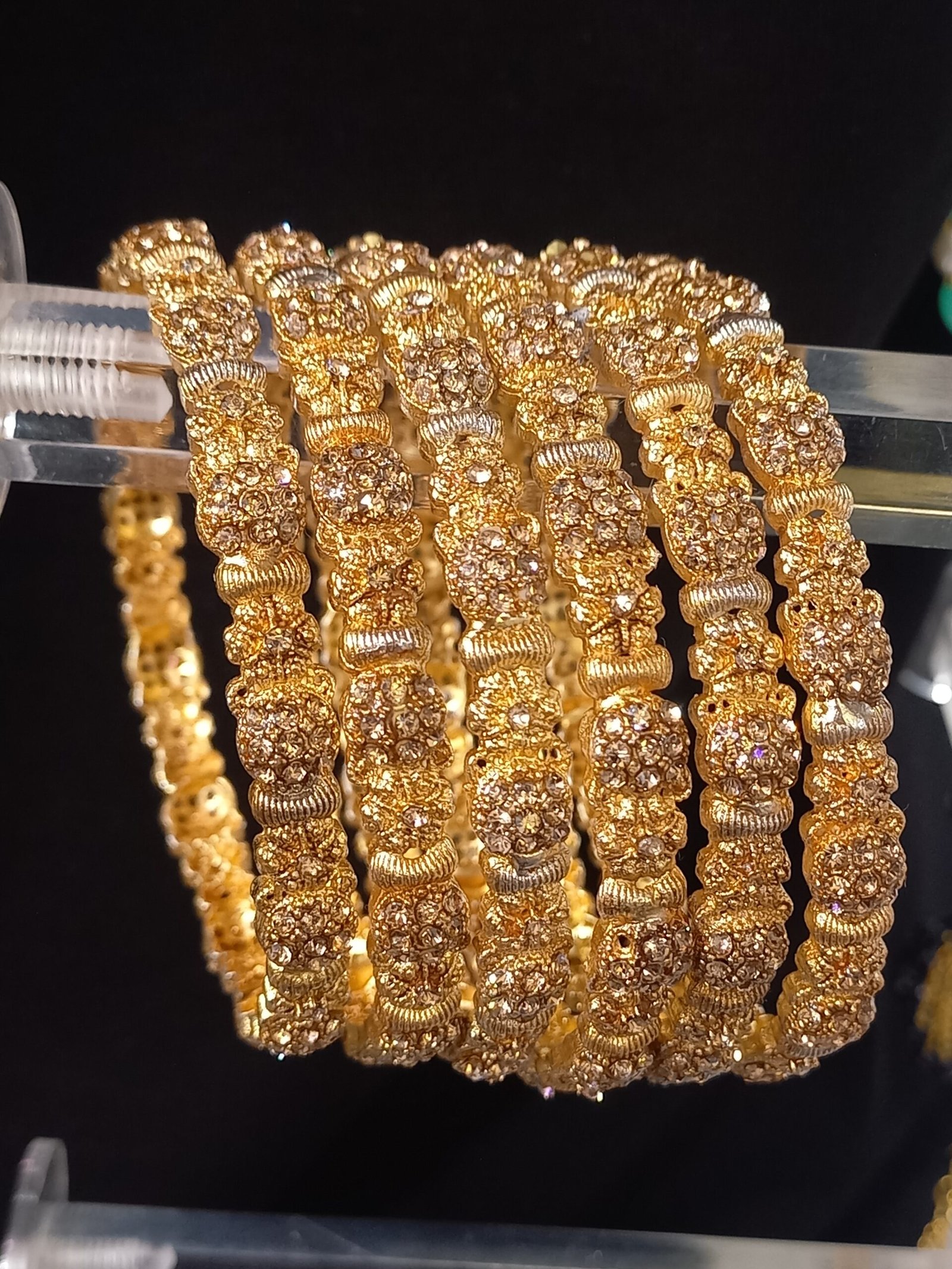 Gold look 6 pcs Indian Bangles with Zircon (KNG-PL-26-23)