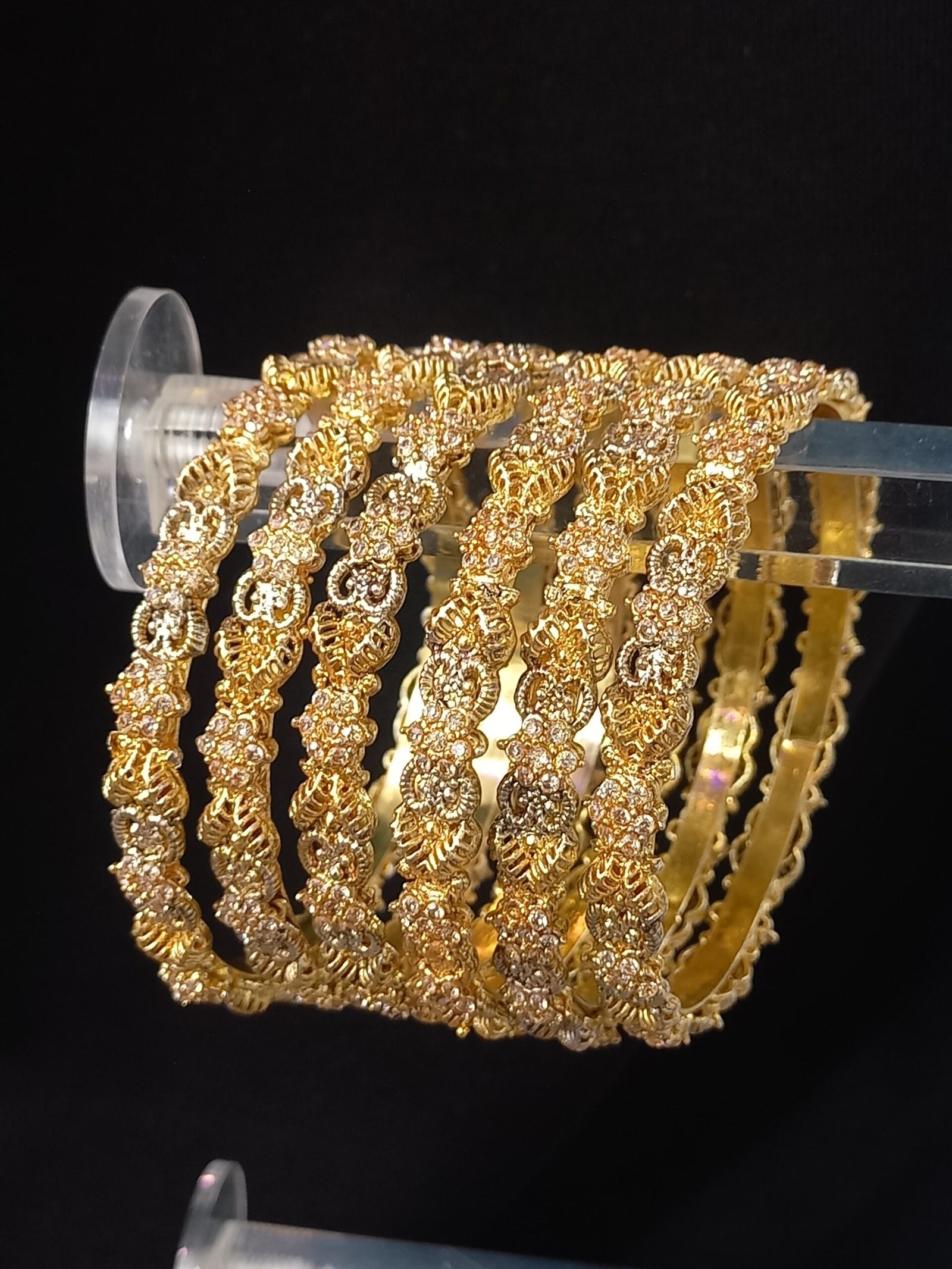 Gold look 6 pcs Indian Bangles with Zircon (KNG-PL-26-24)