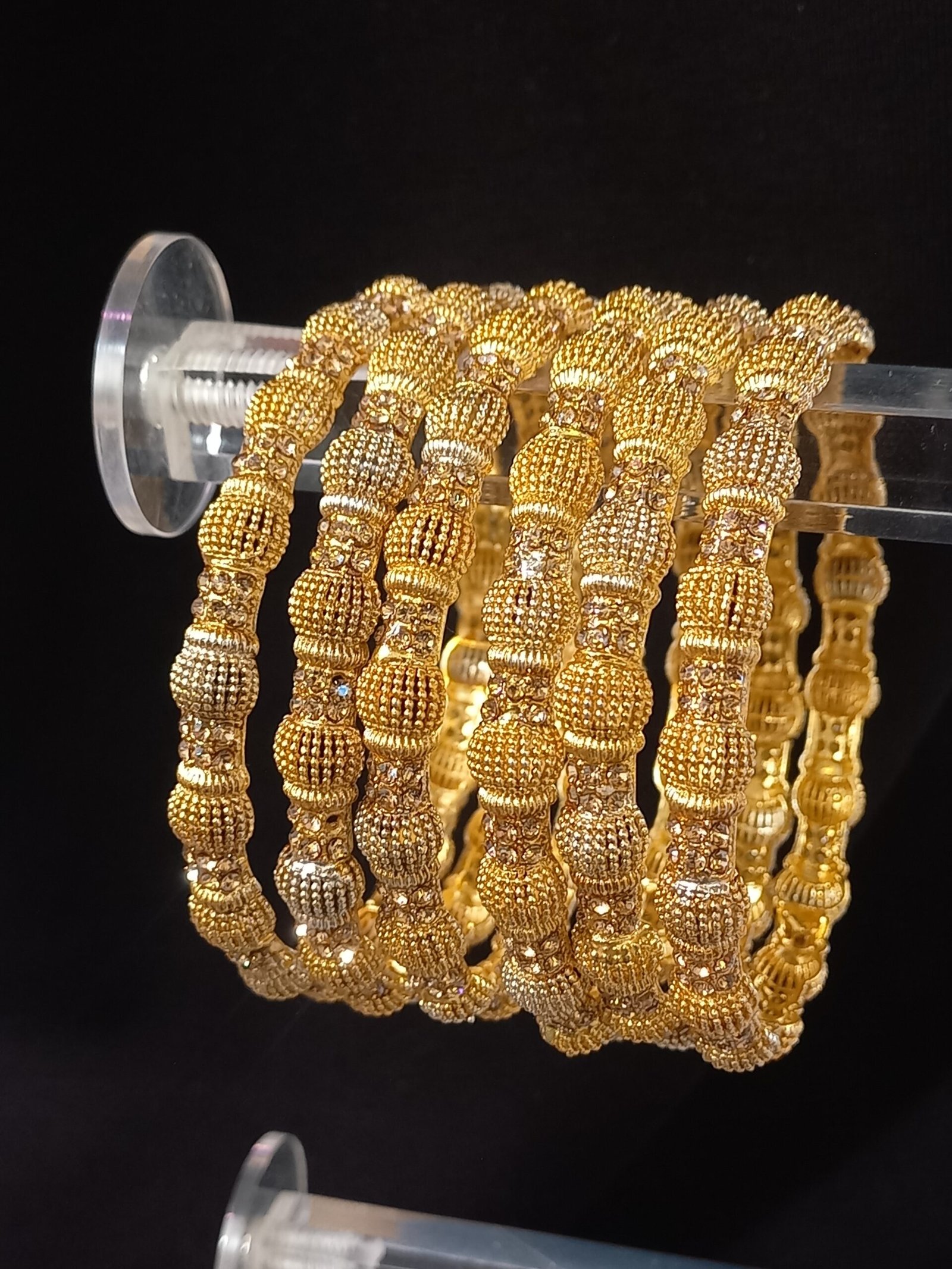 Gold look 6 pcs Indian Bangles with Zircon (KNG-PL-26-25)