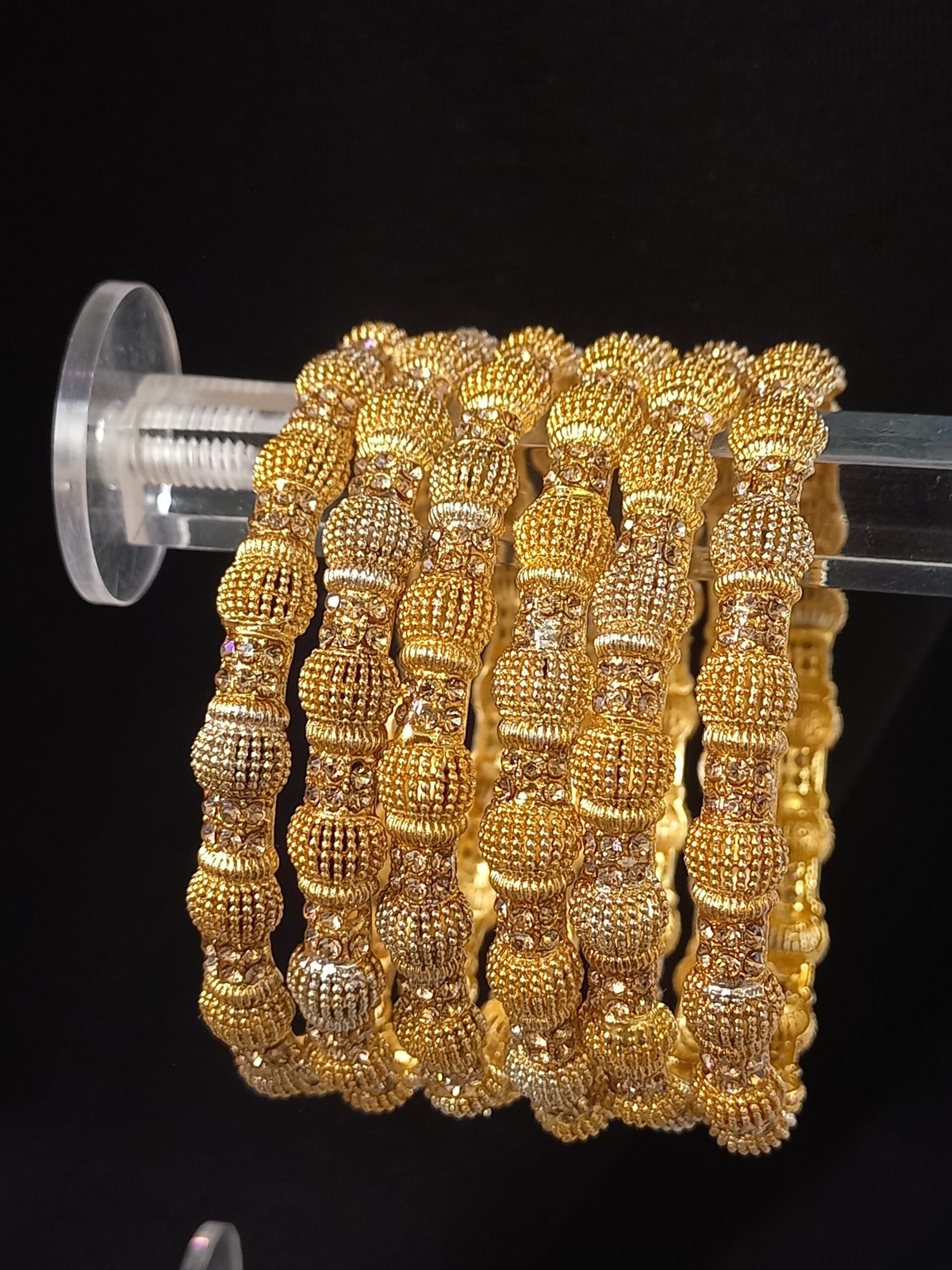 Gold look 6 pcs Indian Bangles with Zircon (KNG-PL-26-25)