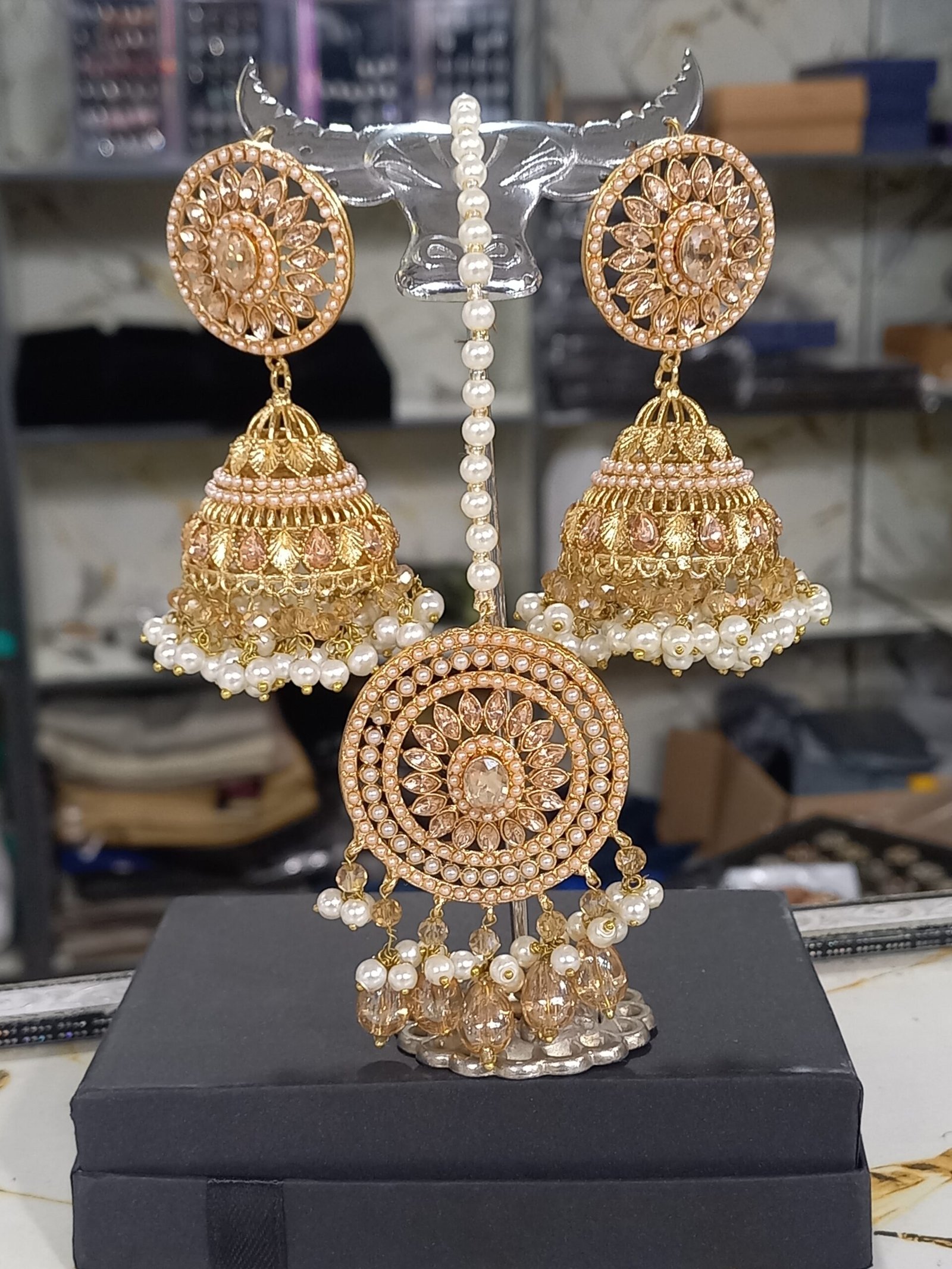Premium Quality Noratan Jhumka with Tika JMK-26-04