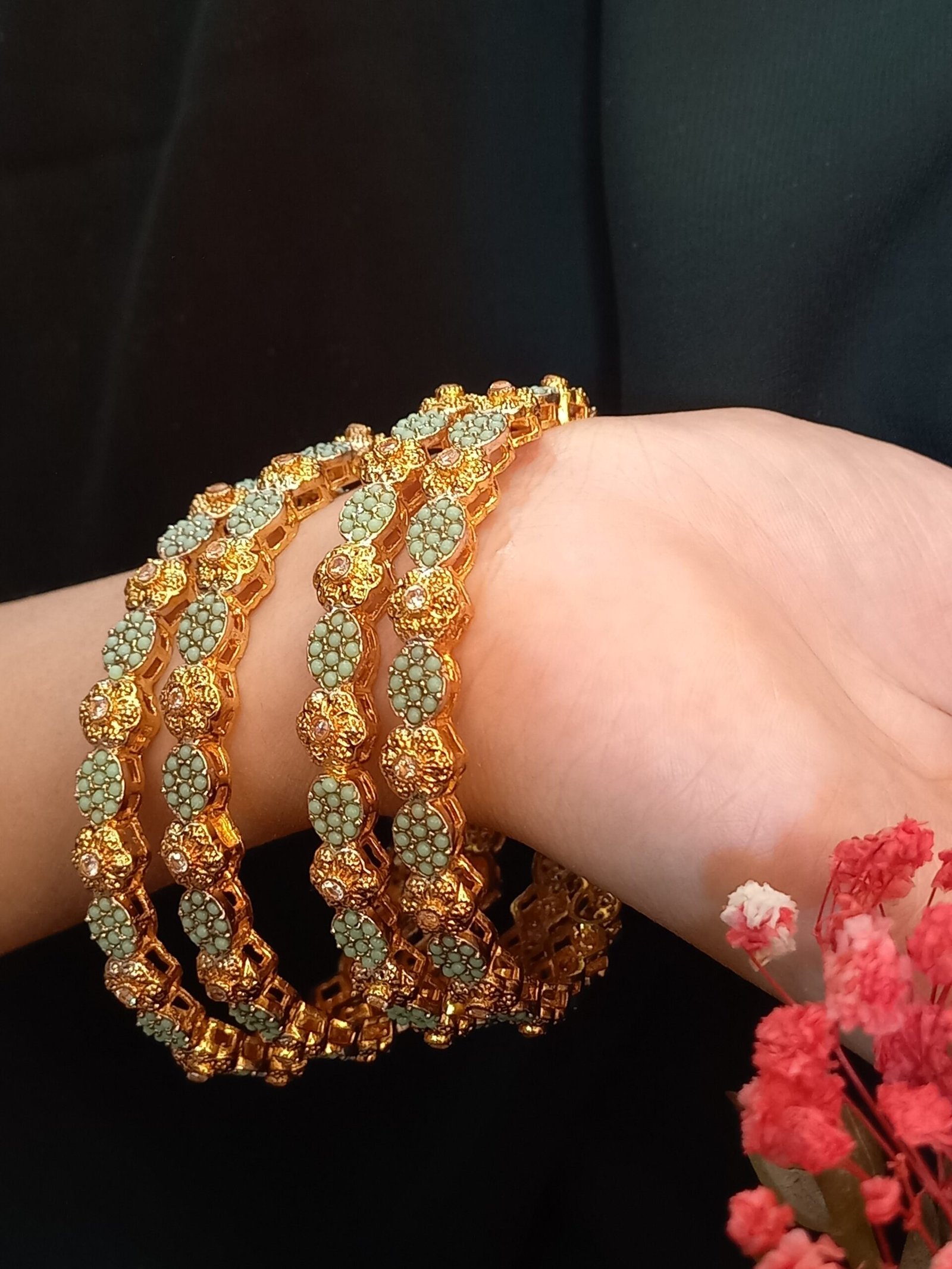 Real Stones Kanggans with Heer Jewelry (KNG-26-16)