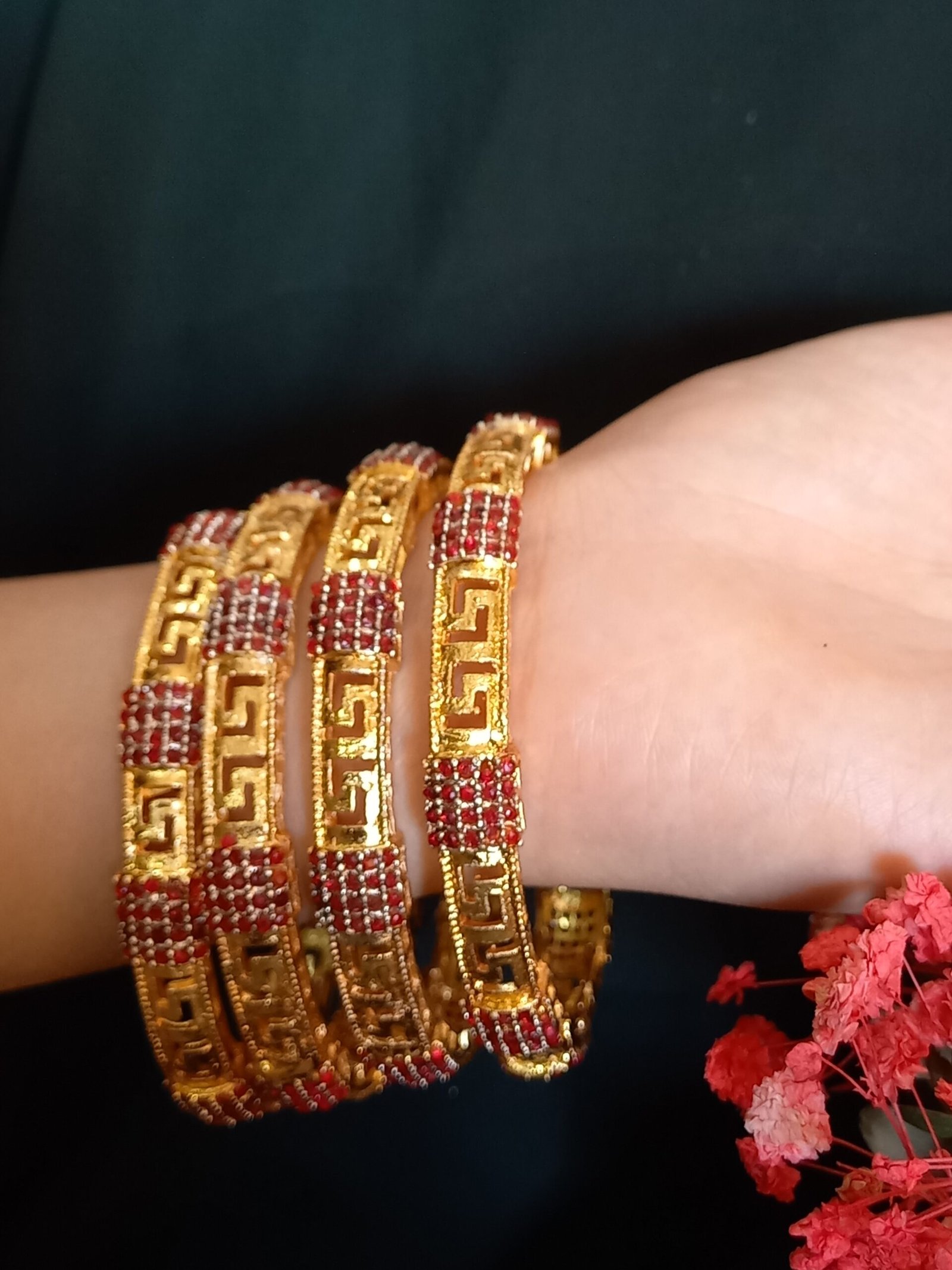 (Indian Real Stone Openable Kanggan) (KNG-26-15)