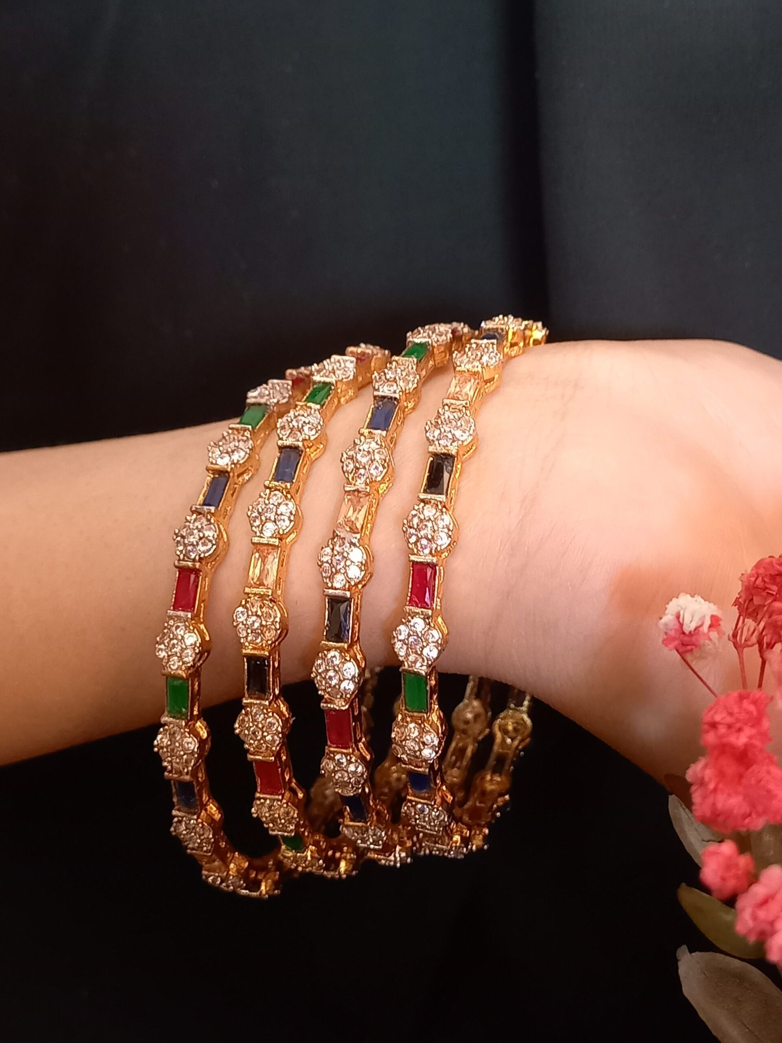 Real Stones Kanggans with Heer Jewelry (KNG-26-17)