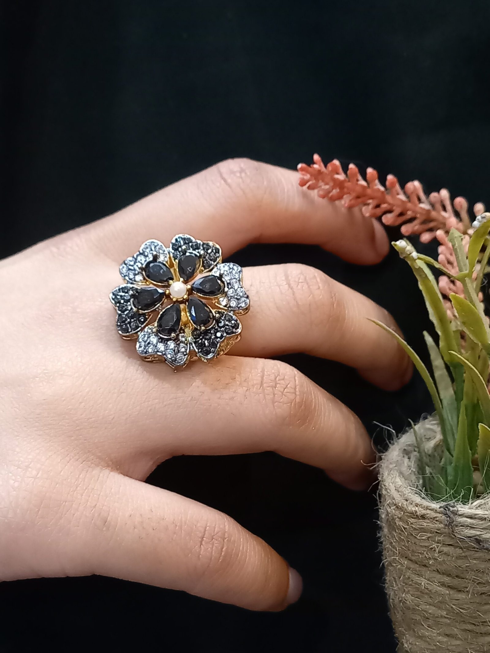 Resin Polish Dimond Cut Hand Craft Ring (RG-RZ-26-09)