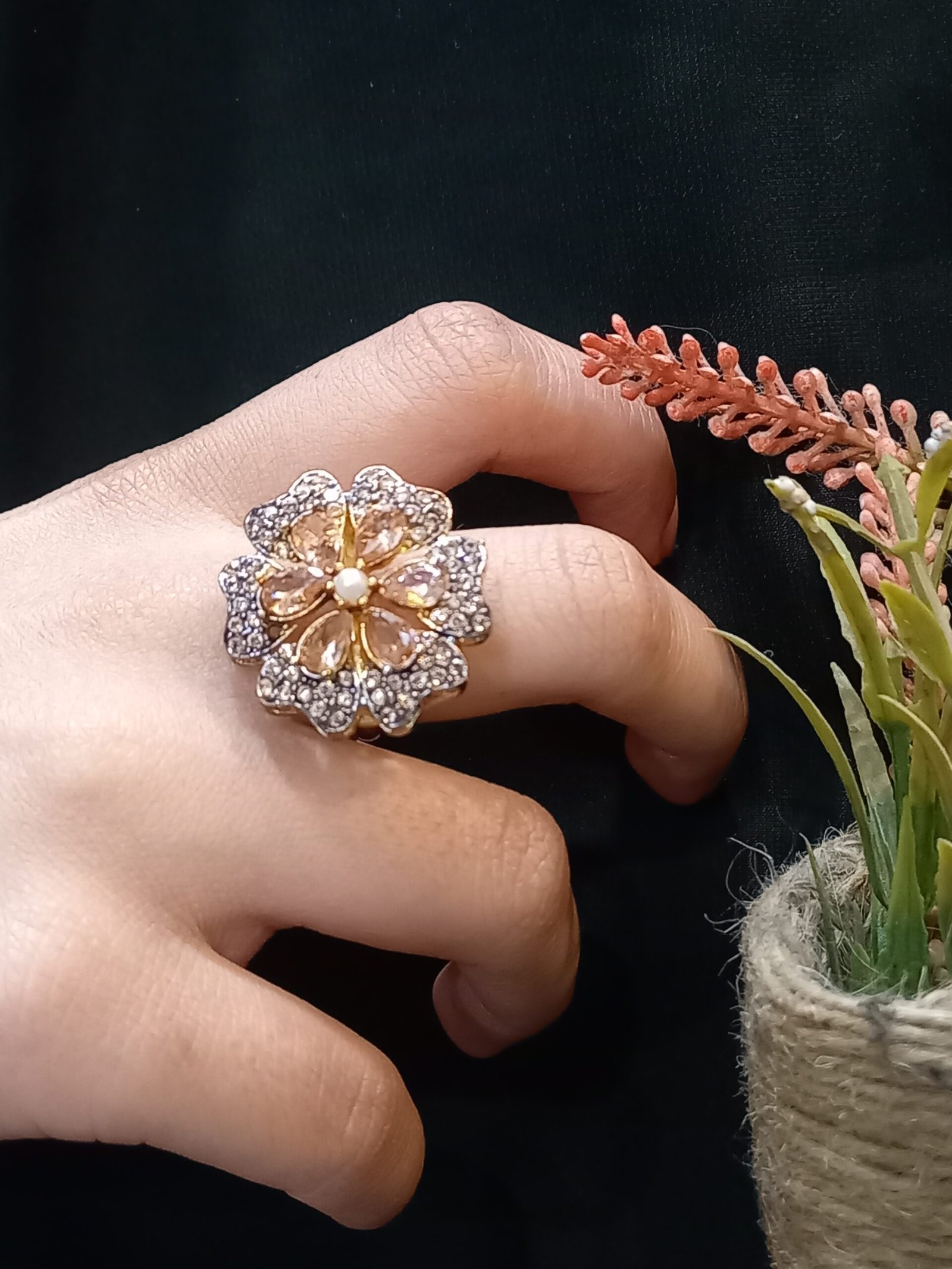 Resin Polish Dimond Cut Hand Craft Ring (RG-RZ-26-09)