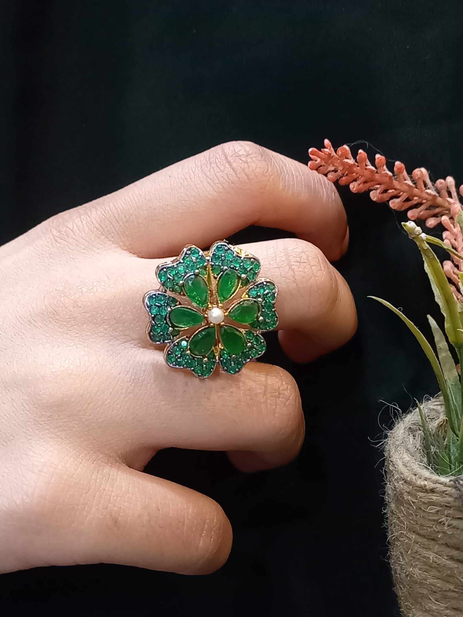 Resin Polish Dimond Cut Hand Craft Ring (RG-RZ-26-09)