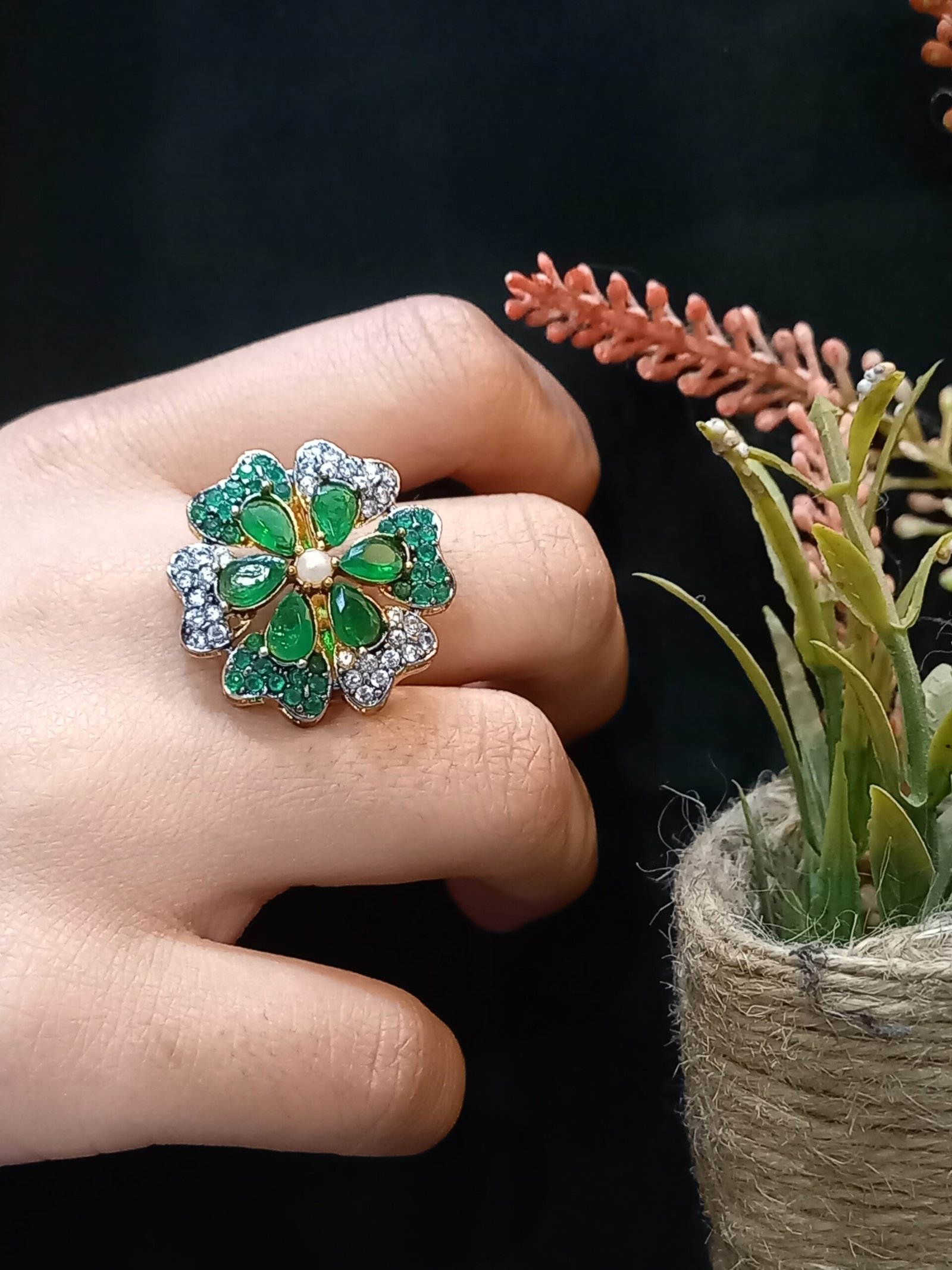 Resin Polish Dimond Cut Hand Craft Ring (RG-RZ-26-09)