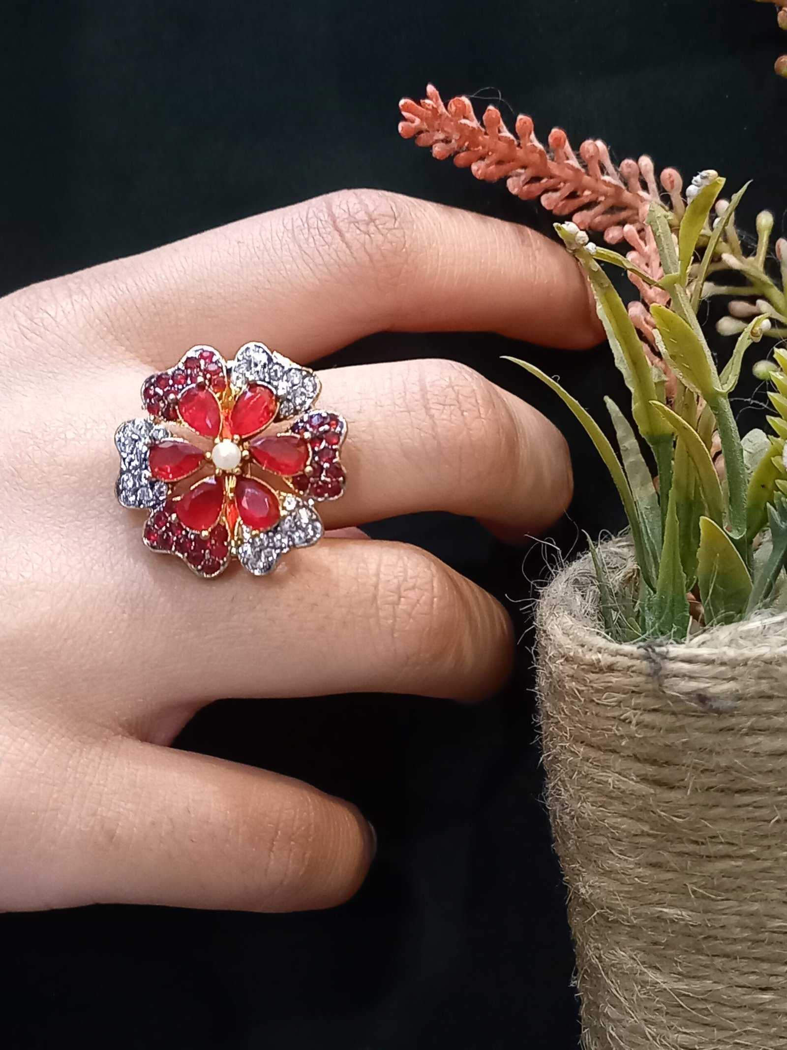 Resin Polish Dimond Cut Hand Craft Ring (RG-RZ-26-09)