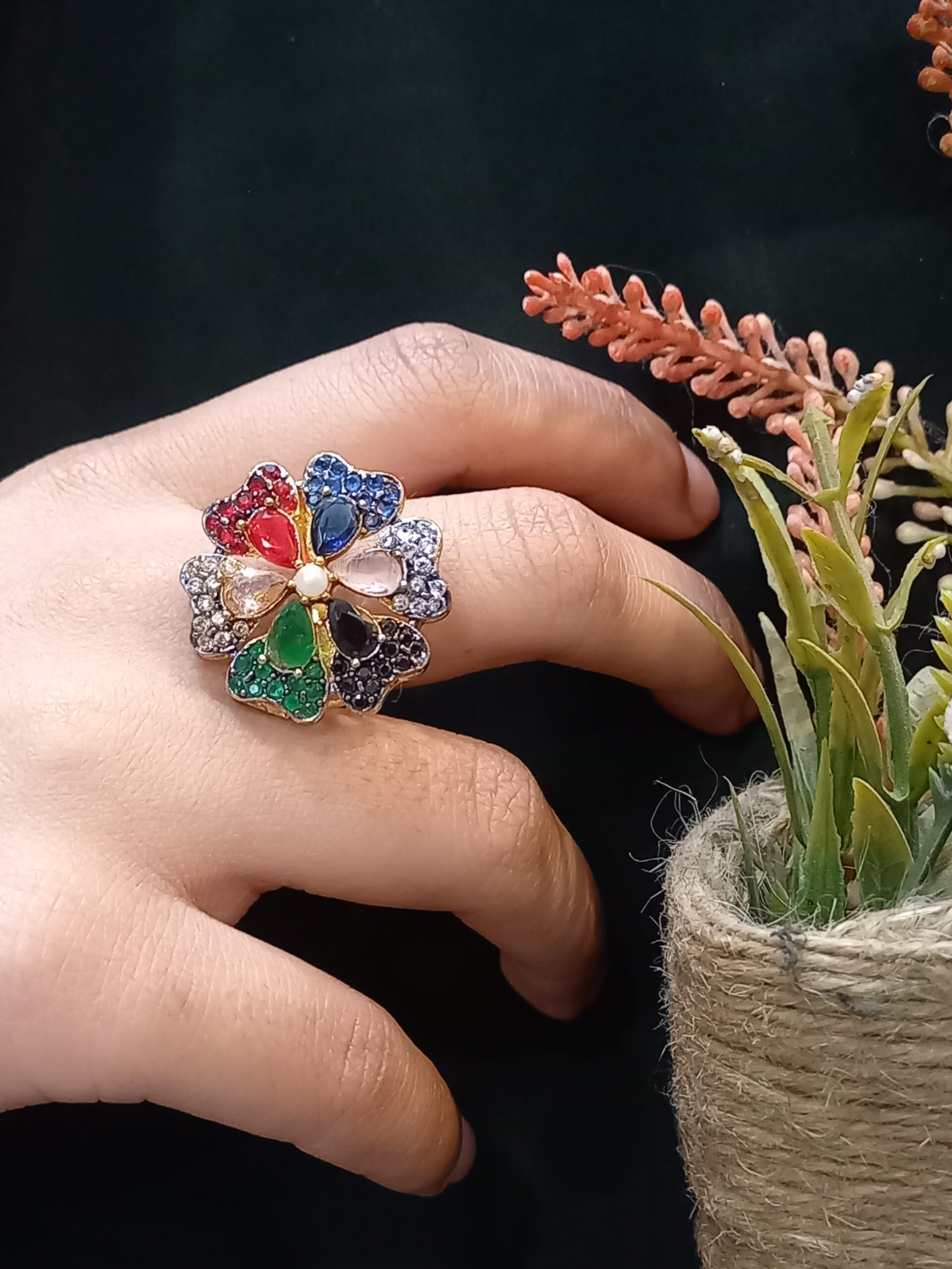 Resin Polish Dimond Cut Hand Craft Ring (RG-RZ-26-09)