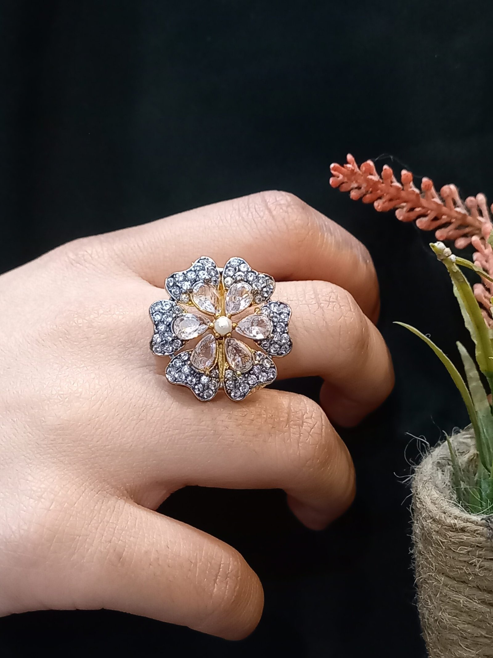 Resin Polish Dimond Cut Hand Craft Ring (RG-RZ-26-09)