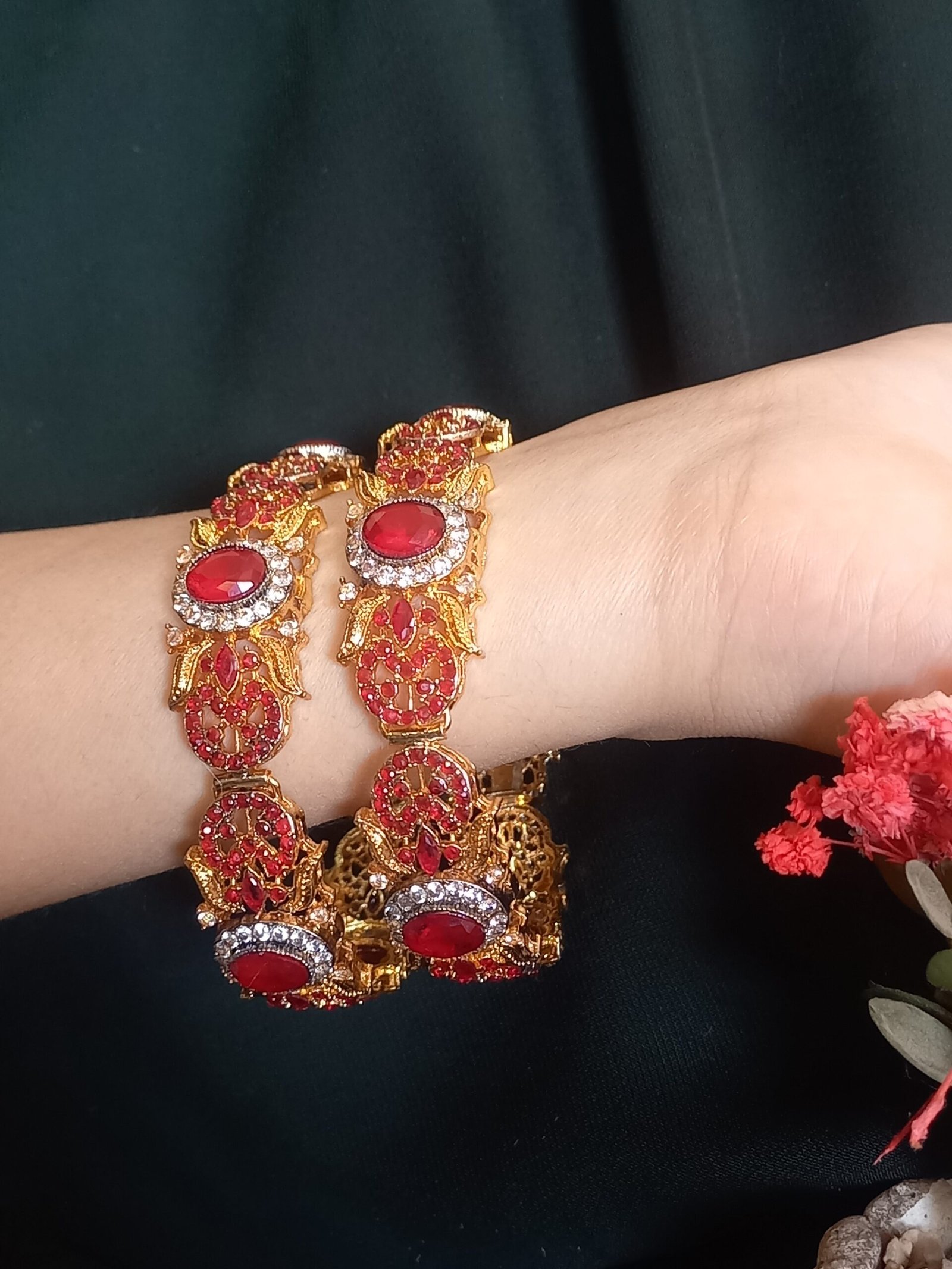 (Indian Real Stone Openable Kanggan) (KNG-26-14)